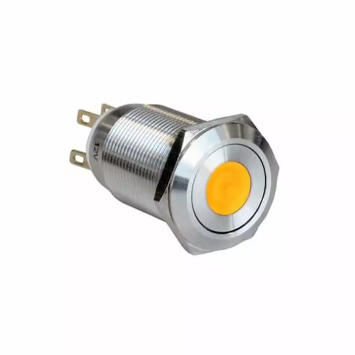 BULGIN LIMITED MPI005 Series Illuminated Push Button Switch Latching 19.2mm Cutout SPST Amber LED 12V IP65, MPI005DTELSAM12 (Pack of 40 Pcs)