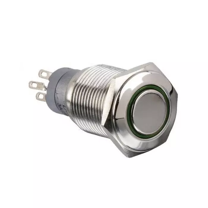 ARCOLECTRIC (BULGIN LIMITED) Illuminated Push Button Switch Latching Panel Mount 16.2 mm Cutout DPDT Red LED 250V AC, MP0045/1E1RD012S