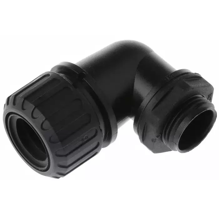 Adaptaflex 90° Elbow Conduit Fitting 21mm Nominal Size M20 Nylon 66 Black, ASF21/M20/90 (Pack of 5 Pcs)