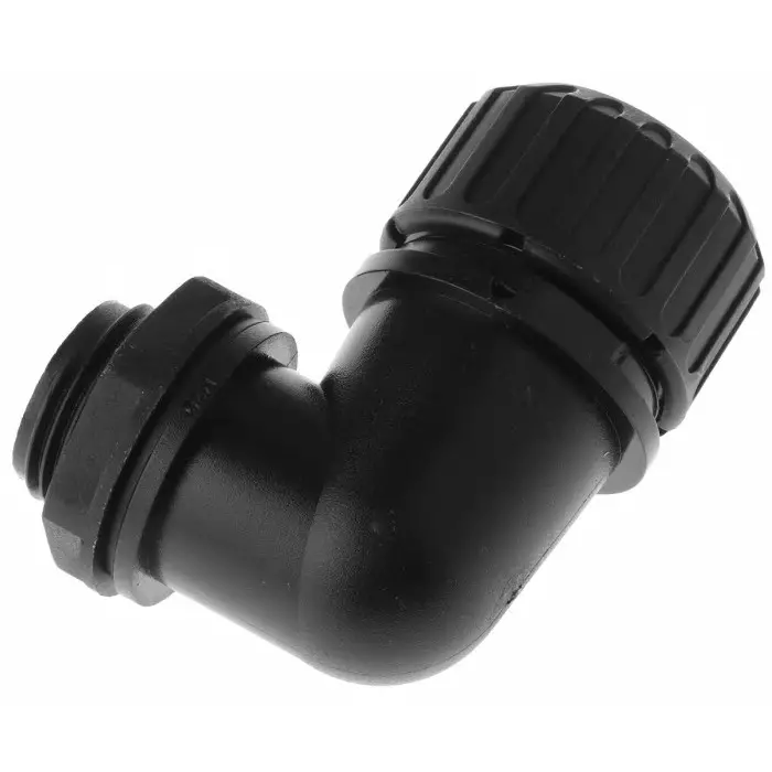 Adaptaflex 90° Elbow Conduit Fitting 21mm Nominal Size M20 Nylon 66 Black, ASF21/M20/90 (Pack of 5 Pcs)