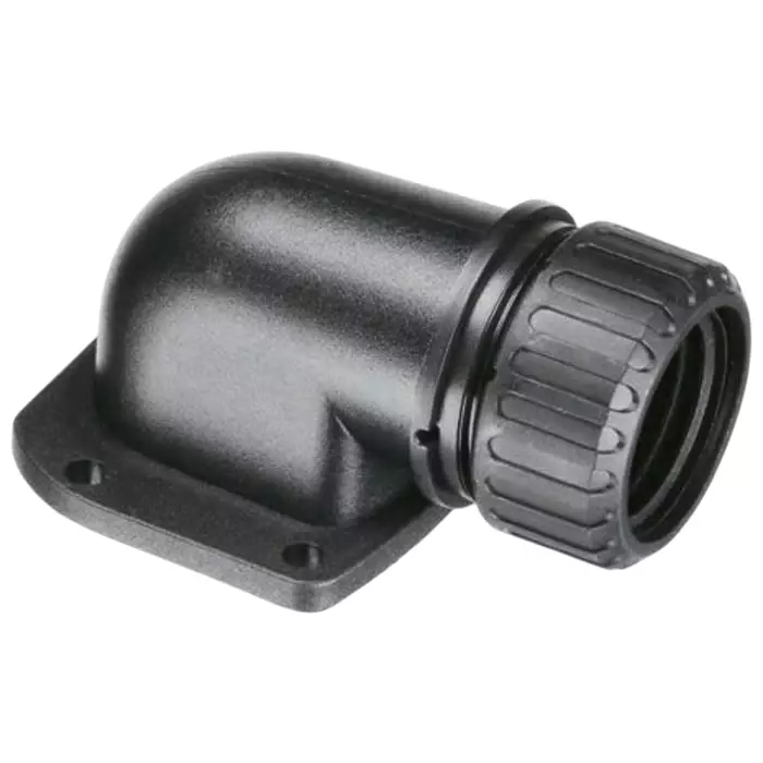Adaptaflex 90° Panel Mounting Flange Conduit Fitting 32mm Nominal Size Nylon 66 Black IP67 Rating, AS34/FL/90/BL
