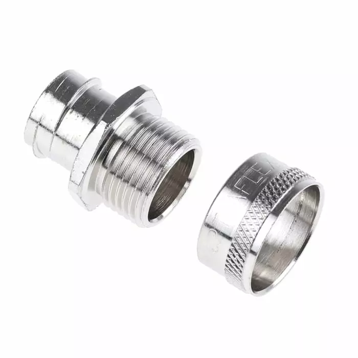 Adaptaflex Straight Conduit Fitting 20mm Nominal Size M20 Brass Silver IP54 Rating, 7TCA296020R0149SP20/M20/A (Pack of 10 Pcs)