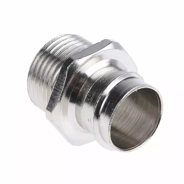 Adaptaflex Straight Conduit Fitting 20mm Nominal Size M20 Brass Silver IP54 Rating, 7TCA296020R0149SP20/M20/A (Pack of 10 Pcs)