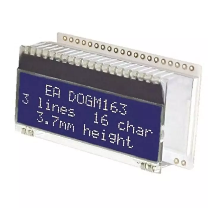 Display Visions Alphanumeric LCD Display White Yellow-Green on Blue 3 Rows by 16 Characters, EA DOGM163B-A (Pack of 36 Pcs)