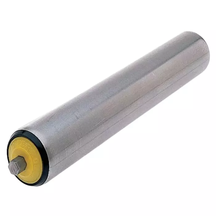Interroll Stainless Steel Round Conveyor Roller Spring Loaded 50mm Dia. x 550mm L Stainless Steel 10mm Spindle 580mm, 17XQNAAKAC - 550