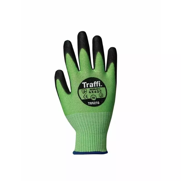 Traffi Green Work Gloves Polyester Coating Abrasion Resistant & Tear Resistant Size 6, A-TG5210-GR-6