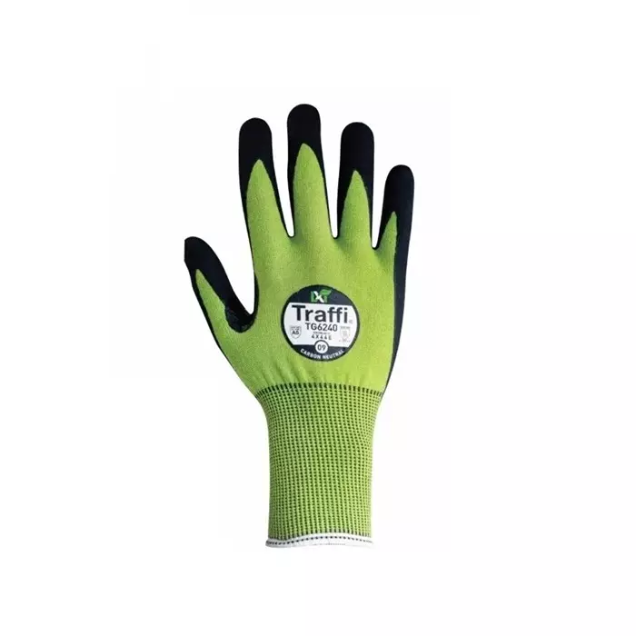 Traffi Cut Resistant Work Gloves HPPE/Nylon/Glass Green Abrasion Resistant Breathable Size 5, A-TG6240-GR-5