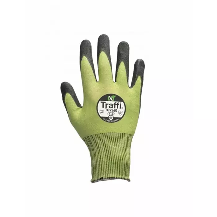 Traffi Cut Resistant Work Gloves Green Yarn Abrasion Resistant Machine Washable Size 5, A-TG7360-GR-5