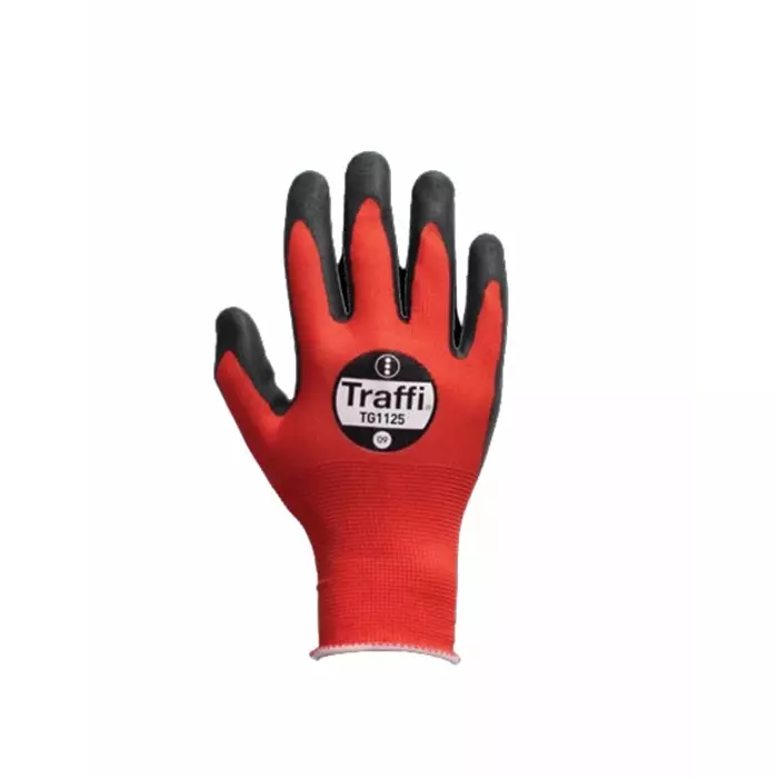 Traffi Safety Gloves Nitrile Foam Coating Red with Polyester Liner Size 8, TG1125-08 (1 Pair)