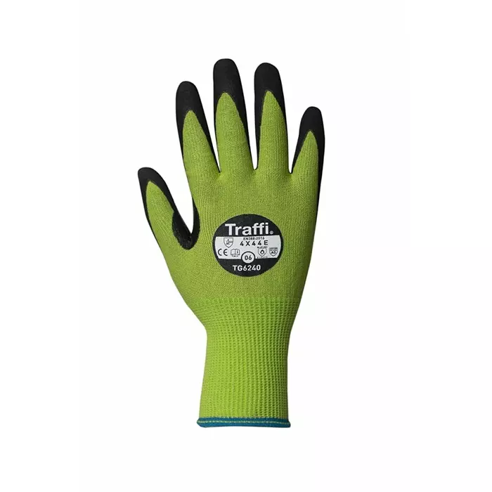 Traffi Work Gloves Green Elastane, Glass Fibre, HPPE, Nylon, Polyester Steel Cut Resistant Good Dexterity Size 9, T21-TG6240PK-09