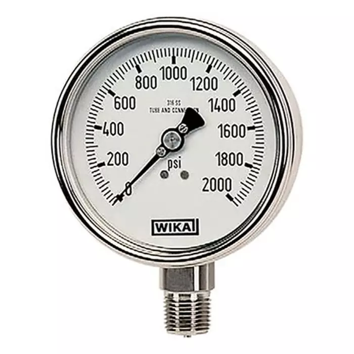 WIKA Analogue Pressure Gauge 3000psi Bottom Entry 63mm Outside Diameter With RS Calibration, 9831988