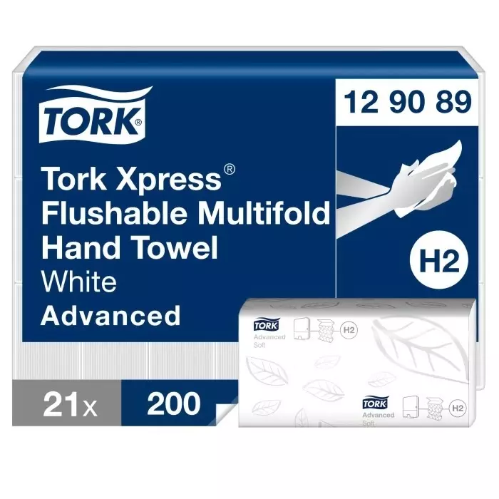 Tork Xpress Folded White Paper Towel 255x212mm 2-Ply 200 Sheets, 129089