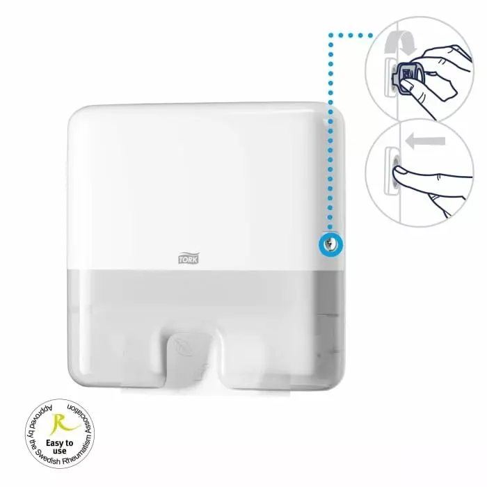Tork Paper Towel Dispenser Wall Mounting Plastic White 101x295x302 mm, 552100