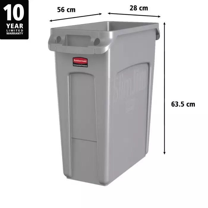 RUBBERMAID 60L Grey PE Waste Bin, 1971258