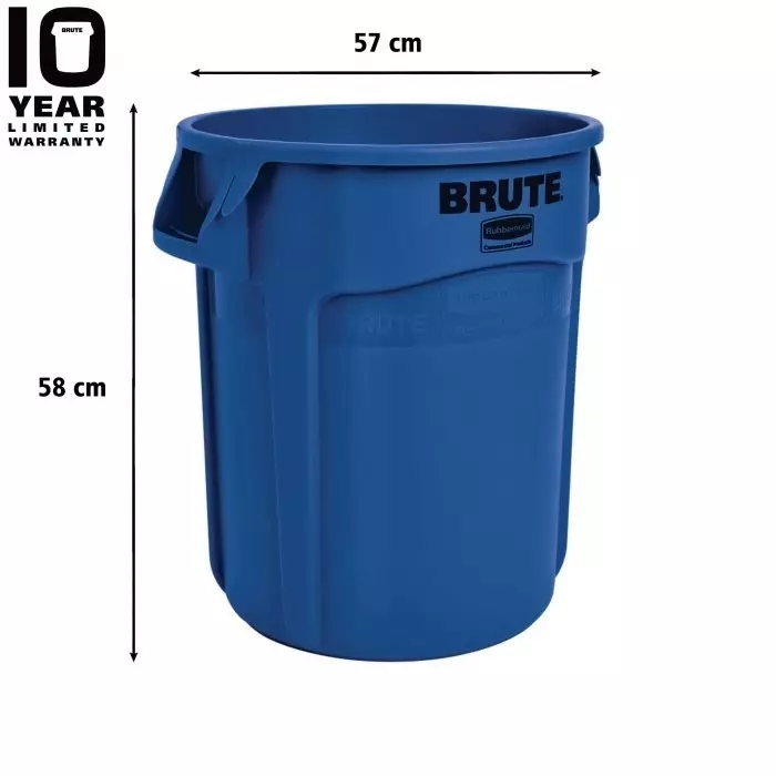 RUBBERMAID Brute 75L Blue PE Waste Bin, FG262073BLUE