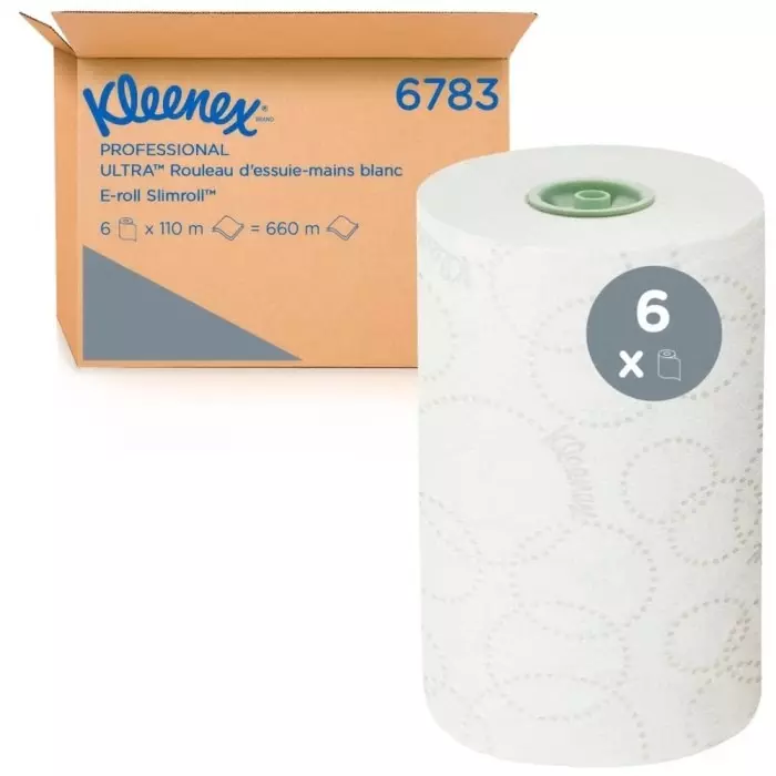 Kimberly-Clark Kleenex Ultra Slimroll Rolled White Paper Towel 110x19.1mm 2-Ply, 6783