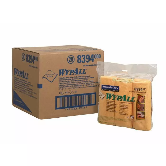 Kimberly Clark Wypall Yellow Cloths for Surface Cleaning Dry Use 400 x 400mm Repeat Use, 8394