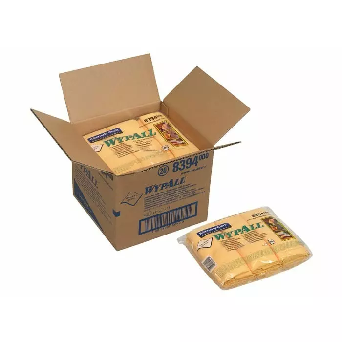 Kimberly Clark Wypall Yellow Cloths for Surface Cleaning Dry Use 400 x 400mm Repeat Use, 8394