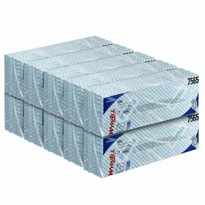 Kimberly Clark WypAll Blue Cloths for Industrial Cleaning Dry Use 420 x 360mm Repeat Use, 7565