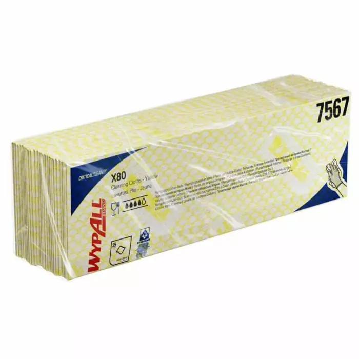Kimberly Clark WypAll Yellow Cloths for Industrial Cleaning Dry Use 420 x 360mm Repeat Use, 7567