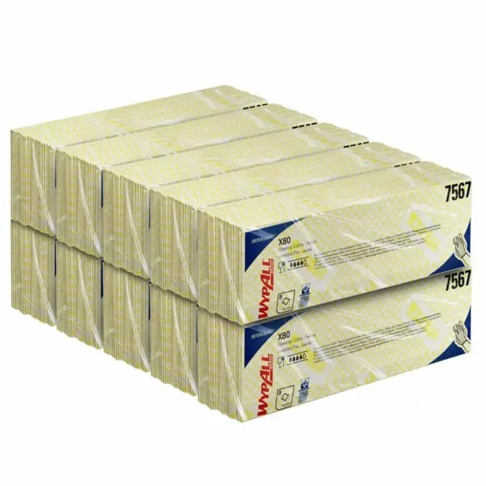 Kimberly Clark WypAll Yellow Cloths for Industrial Cleaning Dry Use 420 x 360mm Repeat Use, 7567
