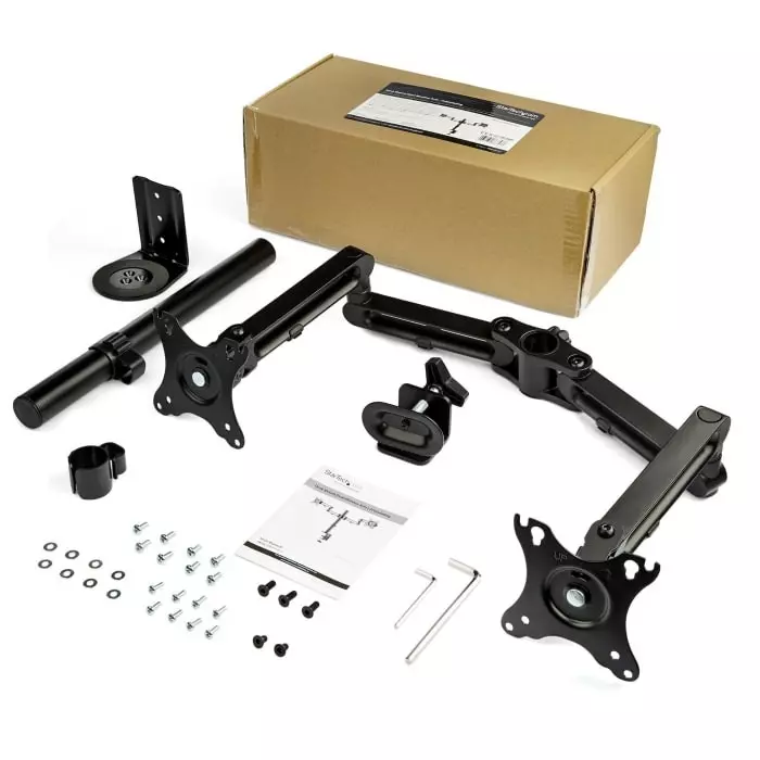 StarTech.com Desk Mounting Monitor Arm for 2 x Screen 32 inch Screen Size, ARMDUAL3