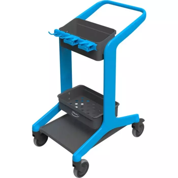 VIKAN Mobile Cleaning Station Trolley 2 Shelf TPE Rubber and Polyamide 20 Kg Load, 57003