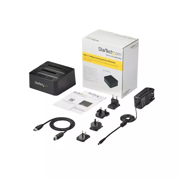 StarTech.com USB 3.1 Gen 2 Hard Drive Docking Station for 2 Drives SATA Hard Drive 2.5 x 3.5in, SDOCK2U313