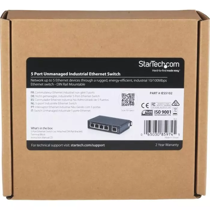 StarTech.com Unmanaged 5 Port Ethernet Switch, IES5102