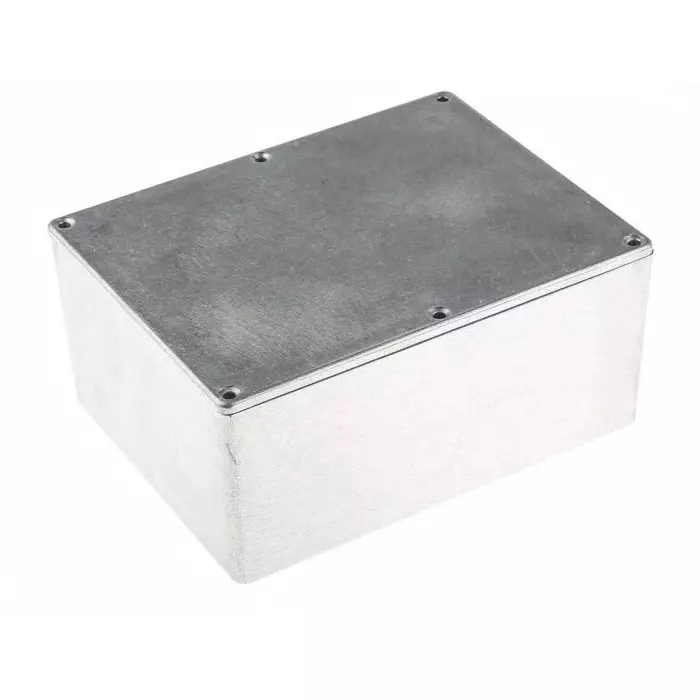 RS PRO Silver Die Cast Aluminium Enclosure IP66 Silver Lid 165.8 x 127.3 x 76.3 mm