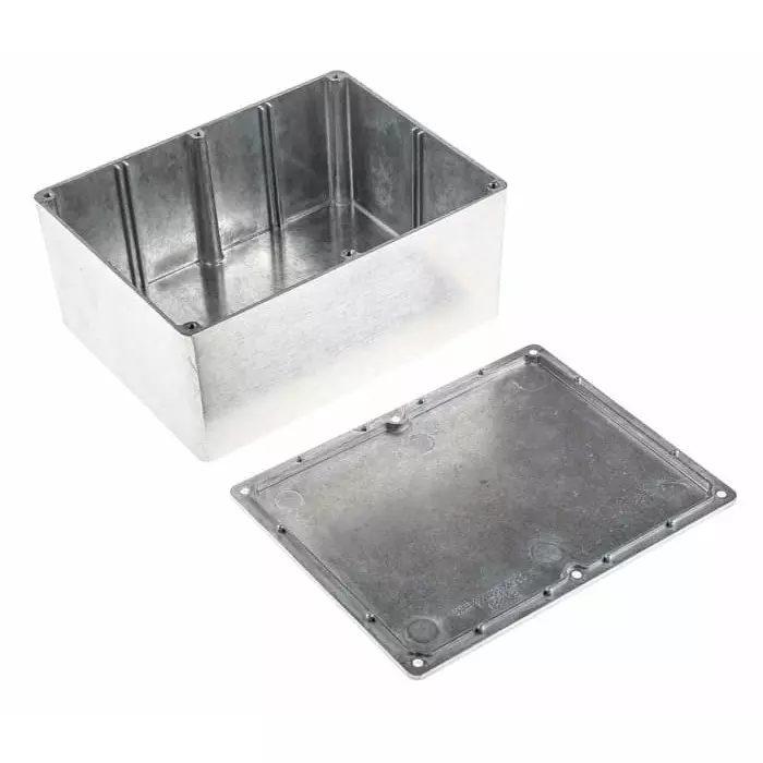 RS PRO Silver Die Cast Aluminium Enclosure IP66 Silver Lid 165.8 x 127.3 x 76.3 mm