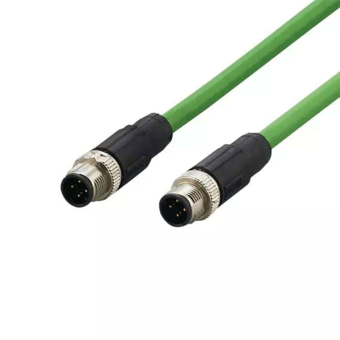 IFM E211 2m Green M12 to Male M12 Male Shielded Terminated PVC Sheath, E21138