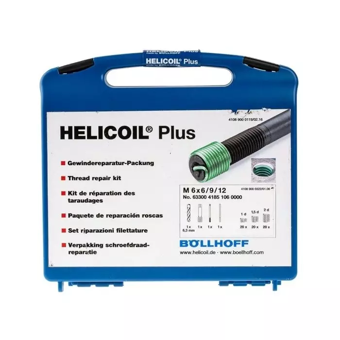 BOLLHOFF Thread Repair Kit 64 Piece Kit, M6x1 Thread Size Range, 41851060000