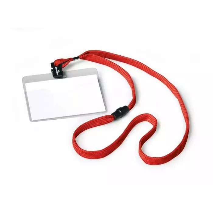 Durable ID Card Holder Name Badge Red, 95 mm Width, 813903 (Pack of 10)