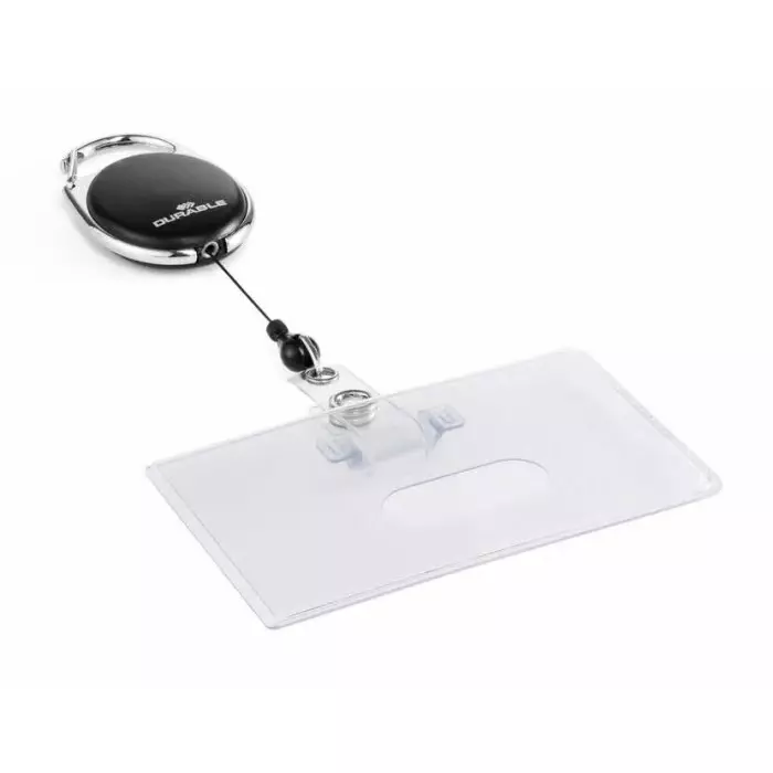 Durable Black Name Badge With Badge Reel, 890701