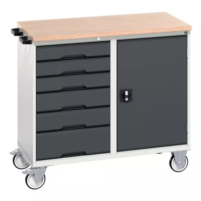 Bott 1 Door 6 Drawer Sheet Steel Floor Standing Workshop Tool Trolley 1050x600x980 mm, 16927124.19