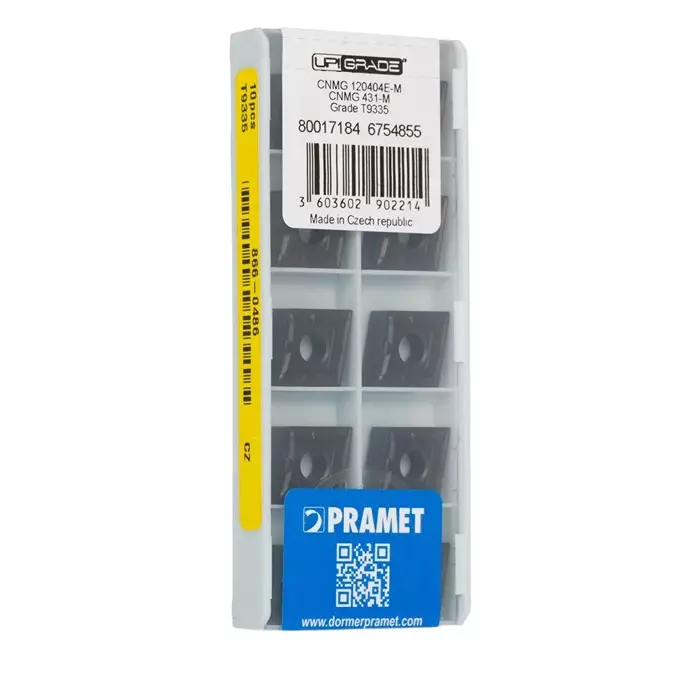 DORMER PRAMET CNMG Series Lathe Insert for DCLNR 12 4.76 mm Height 95° Approach 12.9 mm Length, CNMG 120404E-M:T9335 (Pack of 10)
