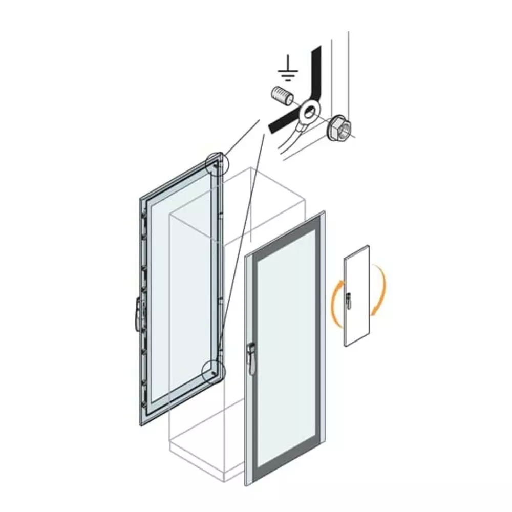 ABB AM2 Series Lockable Steel RAL 7035 Glazed Door, 1m W, 2.2m L for Use with IS2 Enclosures, ET2211K