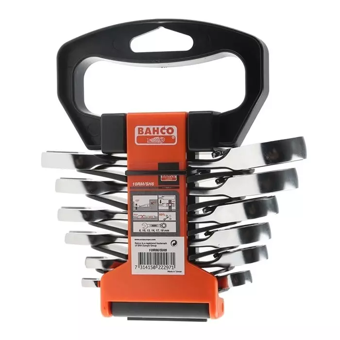 Bahco 10RM Series Ratchet Spanner Set 8-19 mm Alloy Steel, 10RM/SH6 (Set of 6 Pcs)