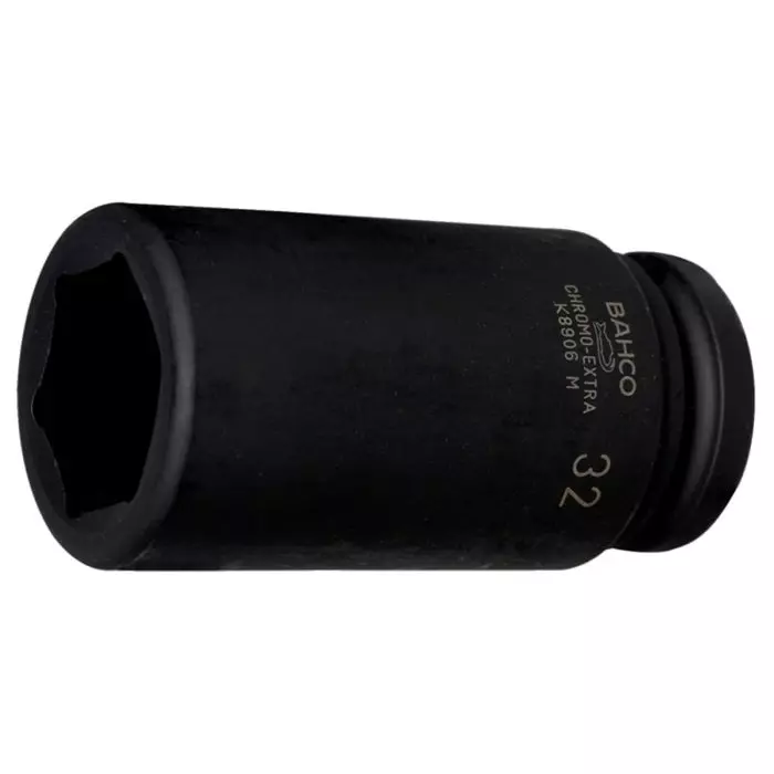 Bahco Deep Impact Socket Alloy Steel Blackened Finish 3/4 inch Square Drive, K8906M-32