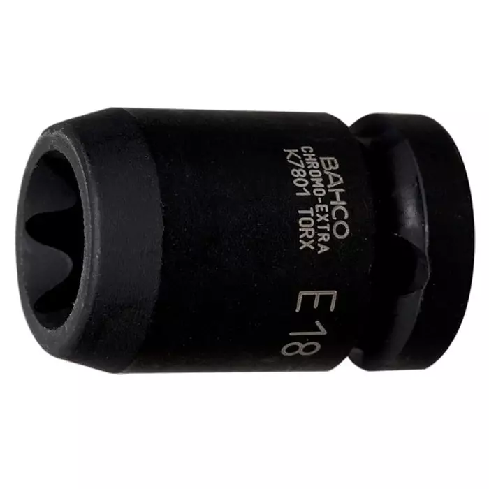 Bahco Standard Impact Socket Alloy Steel Blackened Finish 1/2 inch Square Drive, K7801TORX-E12