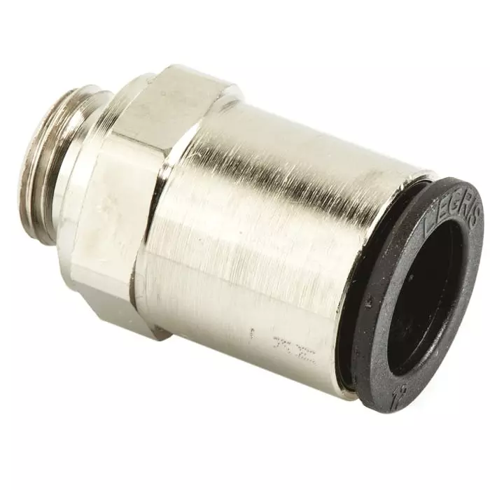 Legris LF3000 Series Straight Threaded Adaptor G 1/4 Male to Push In 12 mm Threaded-to-Tube Connection Style, 3101 12 13 (Pack of 2 Pcs)