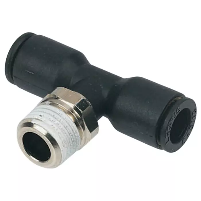 Legris LF3000 Series Tee Threaded Adaptor Push In 4 mm to Push In 4 mm Threaded-to-Tube Connection Style, 3198 04 19 (Pack of 5 Pcs)