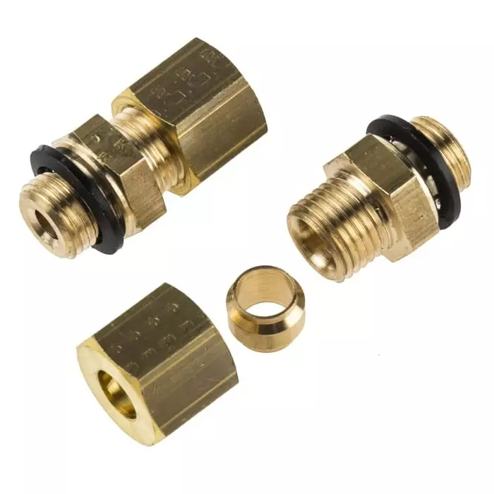 Legris Brass Pipe Fitting Straight Compression Coupler Male G 1/8 inch to Female G 1/8in 6 mm, 0101 06 10 (Pack of 5 Pcs)