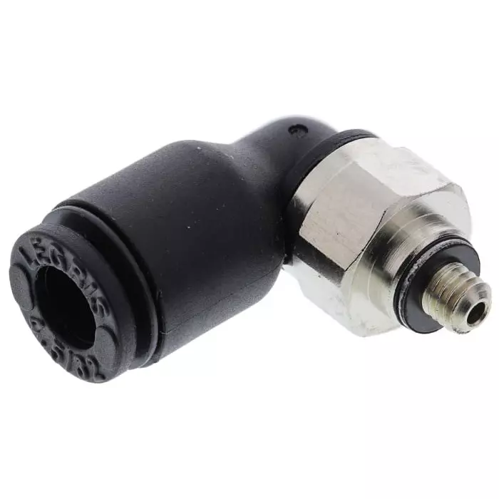 Legris LF3000 Series Elbow Threaded Adaptor M3 Male to Push In 4 mm Threaded-to-Tube Connection Style, 3199 04 09 (Pack of 5 Pcs)