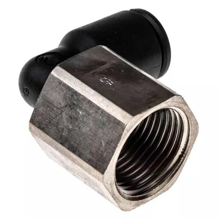 Legris LF3000 Series Elbow Threaded Adaptor G 3/8 Female to Push In 8 mm Threaded-to-Tube Connection Style, 3192 08 17 (Pack of 5 Pcs)