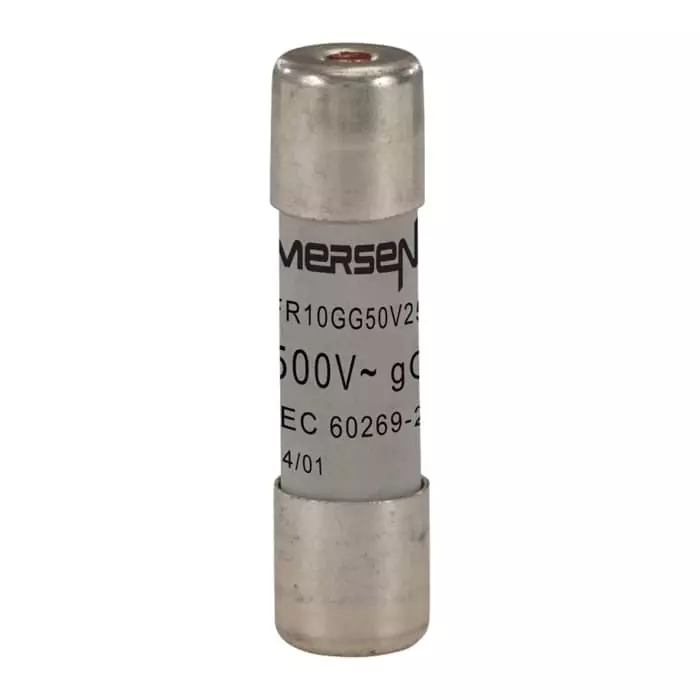 Mersen Slow-Blow Ceramic Cartridge Fuse 25 A 500 V AC 10x38 mm, FR10GG50V25I (Pack of 10 Pcs)