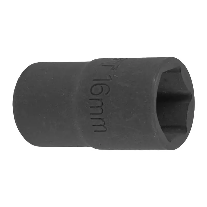 FORCEKRAFT Impact Socket 6 Point Grip Black Chrome Molybdenum Steel 16 mm Diameter Black Oxide Finish for Industrial Use