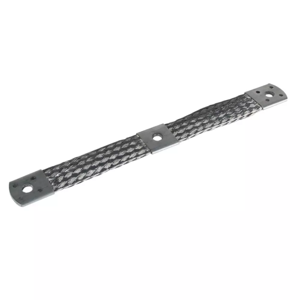 DEHN Bridging Braid Aluminum 50 mm² Cross-Section 300 mm Length with Middle Hole, UEBB L300 3XB10.5 B5,2 AL