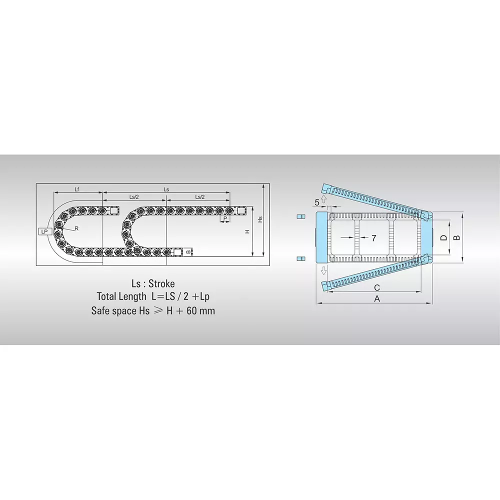 controlwell-cable-drag-shift-n-type-chain-both-side-open-separated-side-band-550-mm-inner-width-500-mm-bending-radius-st120n550r500
